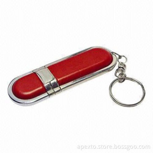Leather USB Flash Drive, Supports Plug-and-play Function, OEM and ODM Order Welcomed